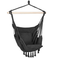 Hamac tip leagan suspendat pentru casa sau gradina, cu perne, 130x100cm, 150kg, gri inchis Hamac tip leagan suspendat pentru casa sau gradina, cu perne, 130x100cm, 150kg, gri inchis