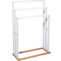 Suport prosoape 5Five Lysandre cu 3 rafturi, 55x24x82 cm, bambus alb