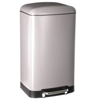 Cos gunoi cu pedala 30L 5Five Ariane, forma rotunda, otel inoxidabil si PP, 34x30,5x61 cm, taupe