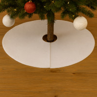 Covor pentru bradul de Craciun, diametru 100 cm, alb cu sclipici