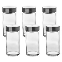 Set 6 borcane condimente 5Five din sticla, 80 ml, capac inox, transparent Set 6 borcane condimente 5Five din sticla, 80 ml, capac inox, transparent