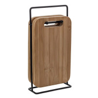 Set 4 platouri tapas 5Five din bambus cu suport metalic, 15x7x27 cm, natur