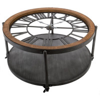 Masuta cafea rotunda Atmosphera Baris Chrono cu blat ceas, 95x47 cm, negru Masuta cafea rotunda Atmosphera Baris Chrono cu blat ceas, 95x47 cm, negru