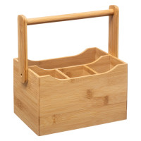 Organizator tacamuri si servetele 5Five Bamboo cu maner, bambus, 24x14x24 cm, natur Organizator tacamuri si servetele 5Five Bamboo cu maner, bambus, 24x14x24 cm, natur