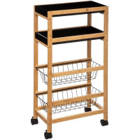 Carucior 5Five Blackwood cu 3 niveluri, bambus si MDF, 41x22x83 cm, natur si negru