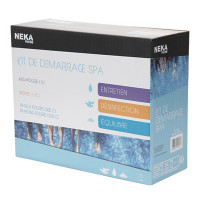 Kit intretinere 4in1 pentru SPA – Anti-mousse 1L, brome 20g, pH+ 500g, pH– 500g, tratament complet apa