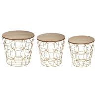 Set 3 masute cafea Atmosphera Kumi, structura metal, diametru 37, 41 si 46 cm, auriu Set 3 masute cafea Atmosphera Kumi, structura metal, diametru 37, 41 si 46 cm, auriu