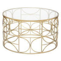 Masa cafea Atmosphera Artifice rotunda, sticla si metal, 71x41 cm, auriu Masa cafea Atmosphera Artifice rotunda, sticla si metal, 71x41 cm, auriu