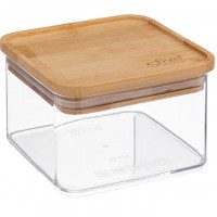 Cutie depozitare 5Five Eske patrata 0.5L, capac bambus, PS transparent