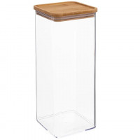 Cutie depozitare 5Five Eske patrata 2L, capac bambus, PS transparent