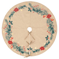 Covoras de pus sub bradul de Craciun, diametru 90 cm, bej cu modele