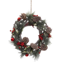 Coronita decorativa cu crengute, pentru Craciun, diametru 30 cm, cu plante uscate