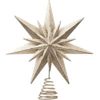 Stea dubla decorativa pentru varf de brad, 25x6x30 cm, auriu