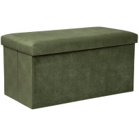 Taburet pliabil Atmosphera Lilou cu spatiu depozitare 80L, 76x38x38 cm, verde khaki