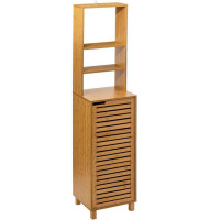 Dulap baie 5Five Sicela cu usa si rafturi, bambus, 38x33x168 cm, natur Dulap baie 5Five Sicela cu usa si rafturi, bambus, 38x33x168 cm, natur