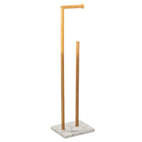 Suport hartie igienica 5Five Lea cu spatiu depozitare, bambus, 22x18x78 cm, alb si maro Suport hartie igienica 5Five Lea cu spatiu depozitare, bambus, 22x18x78 cm, alb si maro