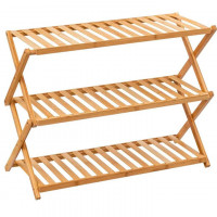 Etajera pantofi pliabila din bambus, pentru 9 perechi, 70x29x53 cm, natur
