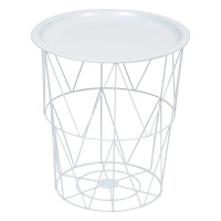 Masuta cafea cu depozitare Atmosphera Kumi, otel, 37x40 cm, alb Masuta cafea cu depozitare Atmosphera Kumi, otel, 37x40 cm, alb