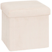 Taburet pliabil Atmosphera Arum din material tip catifea raiat, 38x38x38 cm, ivoire