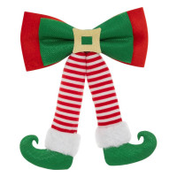 Fundita decorativa elfi pentru bradul de Craciun, 24x32 cm, verde si rosu