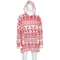 Bluza pentru adulti cu design scandinav de Craciun, oversize, 85x118 cm, rosu