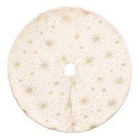 Covoras de pus sub bradul de Craciun, diametru 90 cm, cu stele aurii, alb