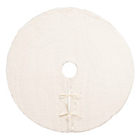 Covoras de pus sub bradul de Craciun, diametru 90 cm, din blana sintetica, alb