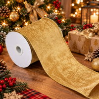 Panglica decorativa din catifea pentru bradul de Craciun, rola de 5 m lungime si 12 cm latime, material moale cu textura catifelata, ideala pentru rea