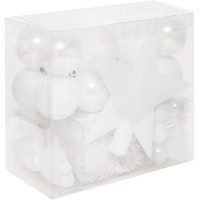 Set decoratiuni Craciun, 44 piese, cu globuri, ghirlanda si varf de brad, ab