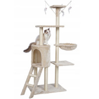 Ansamblu de joaca pentru pisici, cu loc pentru zgariat, ascunzatoare, culcus, 50x24x138cm, bej