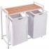 (DL) Cos de rufe cu cadru metalic si blat din lemn, 2 x 46 litri, 72x73x33cm, alb [3]
