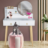 Masa de toaleta si machiaj Toscana, alba, cu 2 sertare, oglinda, 80x40x122 cm Masa de toaleta si machiaj Toscana, alba, cu 2 sertare, oglinda, 80x40x122 cm