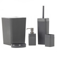 Set de accesorii pentru baie din plastic, 5 piese, gri Set de accesorii pentru baie din plastic, 5 piese, gri