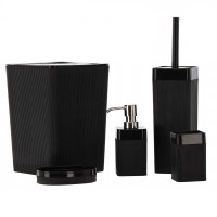 Set de accesorii pentru baie din plastic, 5 piese, negru Set de accesorii pentru baie din plastic, 5 piese, negru