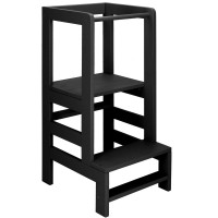 Turn de invatare inaltator multifunctional din lemn, platforma reglabila pe 3 inaltimi, 90x39x44 cm, negru Turn de invatare inaltator multifunctional din lemn, platforma reglabila pe 3 inaltimi, 90x39x44 cm, negru