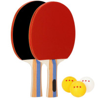 Set 2 palete de ping pong, cu 3 mingi, 25x15cm, negru cu rosu Set 2 palete de ping pong, cu 3 mingi, 25x15cm, negru cu rosu