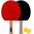 Set 2 palete de ping pong, cu 3 mingi, 25x15cm, negru cu rosu [6]