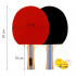 Set 2 palete de ping pong, cu 3 mingi, 25x15cm, negru cu rosu [10]
