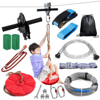 Set tiroliana pentru copii, cablu otel lungime 30m, capacitate 120kg