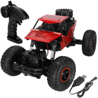Masina Monster Truck Off-Road, 4x4, telecomanda, 26x14x17cm, rosu si negru Masina Monster Truck Off-Road, 4x4, telecomanda, 26x14x17cm, rosu si negru
