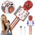 Microfon karaoke copii, wireless, cu acumulator, compatibil iOS si Android, functie de schimbare a vocii, roz [21]