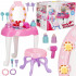 Masa toaleta pentru copii, cu taburet, 19 accesorii joaca, din plastic, 37x20x60 cm, roz [2]