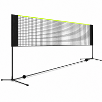 Set fileu badminton cu suport metalic si husa transport, instalare rapida, 400x200 cm, negru si verde neon