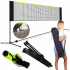 Set fileu badminton cu suport metalic si husa transport, instalare rapida, 400x200 cm, negru si verde neon [7]