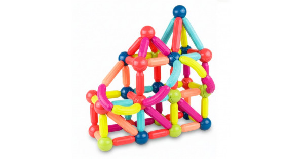 Set de constructie din cuburi magnetice educative pentru copii 128 de ...