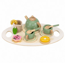 Jucarie din lemn set complet ceai pentru copii, 14 piese, tava inclusa, 28x17 cm, multicolor Jucarie din lemn set complet ceai pentru copii, 14 piese, tava inclusa, 28x17 cm, multicolor