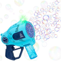 Pistol automat pentru baloane de sapun cu LED, acumulator inclus reincarcabil, 57 orificii, 24x24 cm, albastru Pistol automat pentru baloane de sapun cu LED, acumulator inclus reincarcabil, 57 orificii, 24x24 cm, albastru