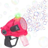 Pistol automat pentru baloane de sapun cu LED, acumulator inclus reincarcabil, 57 orificii, 24x24 cm, roz Pistol automat pentru baloane de sapun cu LED, acumulator inclus reincarcabil, 57 orificii, 24x24 cm, roz