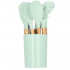 Set Sersimo 12 ustensile de bucatarie din silicon termorezistent si maner din bambus, verde deschis [23]