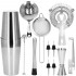Set Cocktail Shaker Kit pentru barmani 750ml, KI11, suport bambus, 14 piese [20]